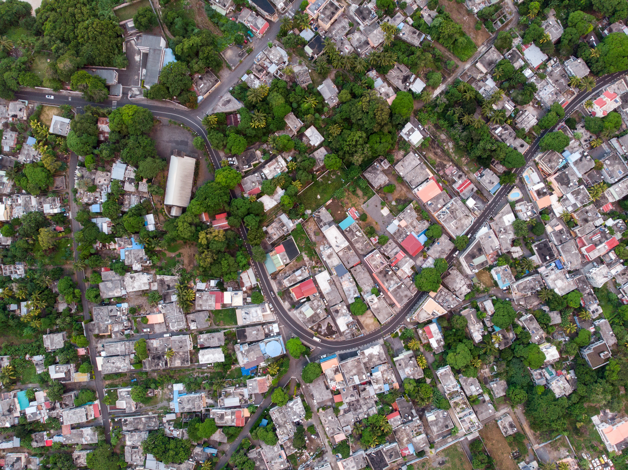 Trou d'eau Douce, Mauritius aerial drone photo, February 2019